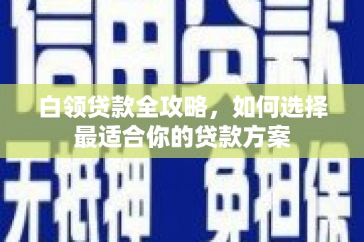 灵璧白领贷款全攻略，如何选择最适合你的贷款方案
